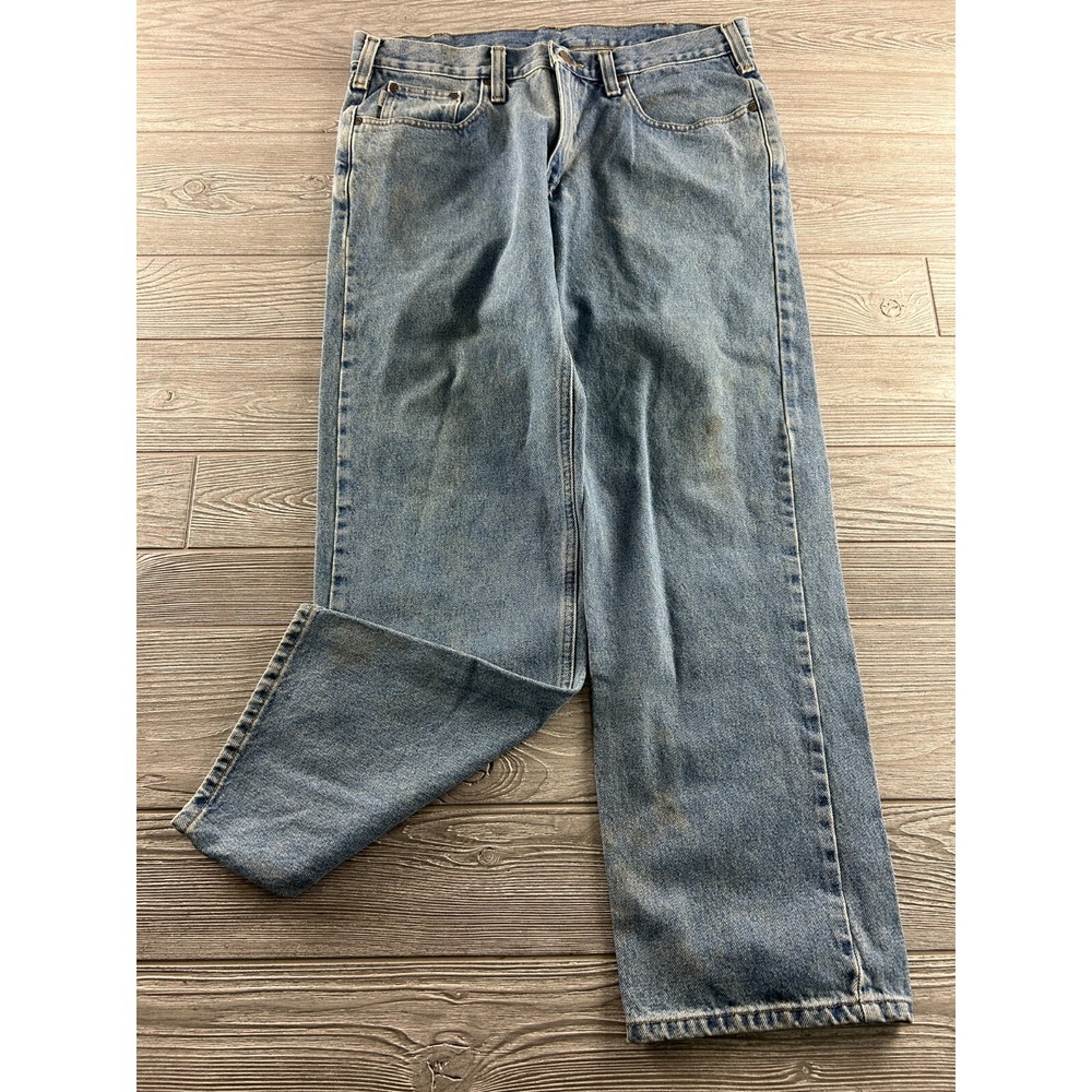 Carhartt Jeans Adult 36X30 Blue Denim Workwear Relaxed Fit Pants B460 LVB Baggy